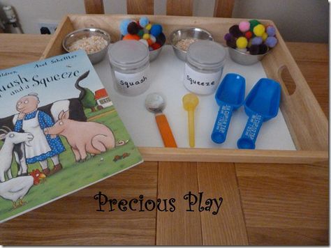 Squash and Squeeze Maths Game A Squash And A Squeeze, Farm Theme Crafts, Toys Topic, Rice Lentils, Reception Class, Friendship Activities, Story Sack, Story Props, Julia Donaldson