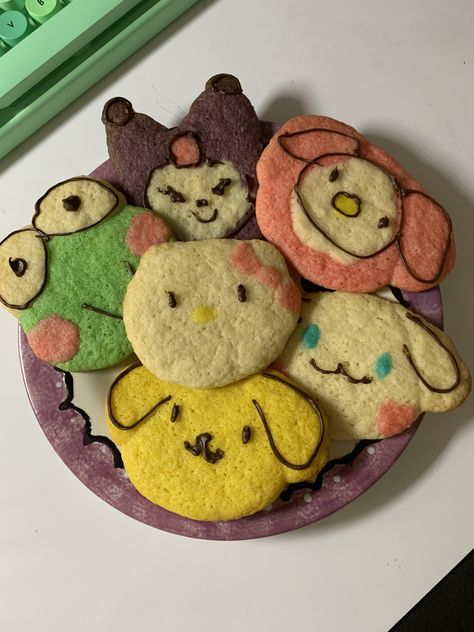 Sanrio Sugar Cookies, Sanrio Baking, Sanrio Cookies, Cute Baking, Cookie Inspiration, Sweet Snacks Recipes, Snacks Recipes, Cute Cookies, Sweet Snacks