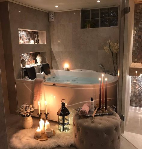 Late night bath Popular Bathroom Designs, Romantic Bath, Aesthetic Bath, Bath Aesthetic, Dream Bath, تصميم للمنزل العصري, Dream House Rooms, Dream Bathrooms, Relaxing Bath