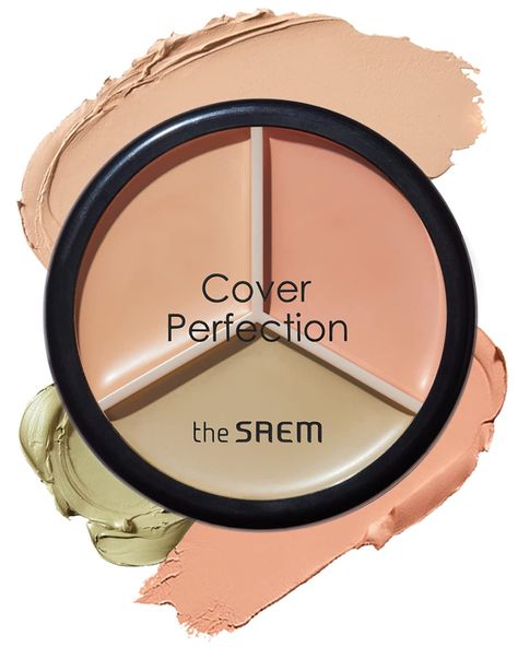 THE SAEM Cover Perfection Triple Pot Concealer - 3 Color Concealer with Clear Beige, Green & Peach Shades - Full Coverage Concealer to Correct & Conceal Redness, Dark Circles, 01 Correct Beige Pot Concealer, The Saem Cover Perfection, Best Color Corrector, Beige Skin Tone, Redness Skin, Peach Shades, Color Correcting Palette, Color Concealer, Color Correcting Concealer