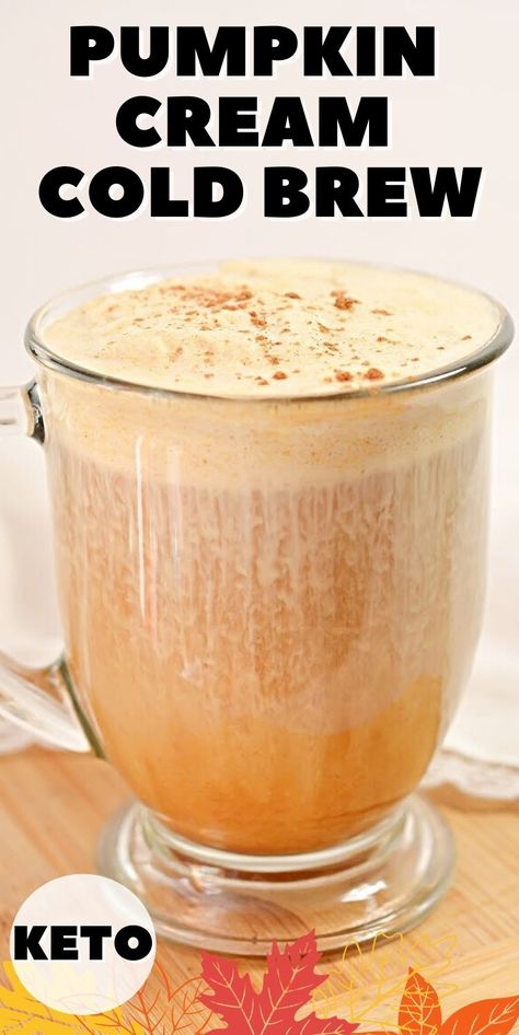 Keto Pumpkin Brew #ketopumpkincoldbrew #pumpkincreamcoldbrew Keto Cold Foam, Pumpkin Cream Cold Brew, Cream Cold Brew, Keto Coffee Recipe, Cold Brew Recipe, Low Carb Drinks, Copycat Starbucks Recipes, Keto Pumpkin, Bake Goods