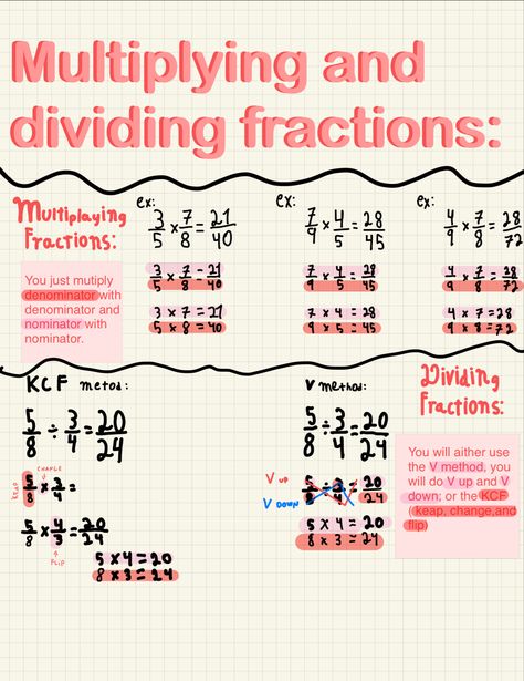 Multiplying And Dividing Fractions, Dividing Fractions, Multiplying Fractions, Revision Notes, Math Methods, Write It Down, Vision Board, Bullet Journal, Writing