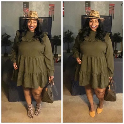 Plus Size Olive Green Dress, Olive Green Dress Outfit, Plus Size Fall Dress, Amazon Purse, Fall Color Dresses, Olive Green Boots, Green Dress Outfit, Plus Size Fall, Olive Green Dresses