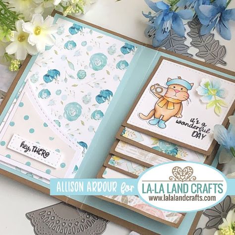 La-La Land Crafts Inspiration and Tutorial Blog: Tutorial Thursday - Waterfall Folio Waterfall Scrapbook, Unique Stamps, Mini Album Tutorial, Fall Mini, Mini Scrapbook, Mini Scrapbook Albums, Vintage Journal, Card Tutorial, Handmade Books