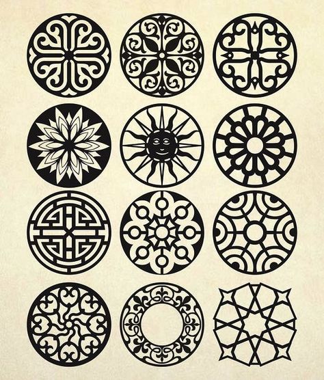 Coasters Stencil svg, Mandala Vector patterns, Vector Panels, Decorative Circle Ornaments, ornamental circles, Geometric Pattern, Wall Decor Laser cut files #lasercutfiles laser cut files svg #lasercutfilessvg laser cut 3d files #lasercut3dfiles pattern #pattern  patterns #patterns templates #templates 5.250 Tattoo Calf, Black And White Flower Tattoo, Geometric Pattern Wall, Stencil Svg, Rangoli Side Designs, Cricut Stencils, Mandalas Painting, Mandala Vector, Stencil Templates