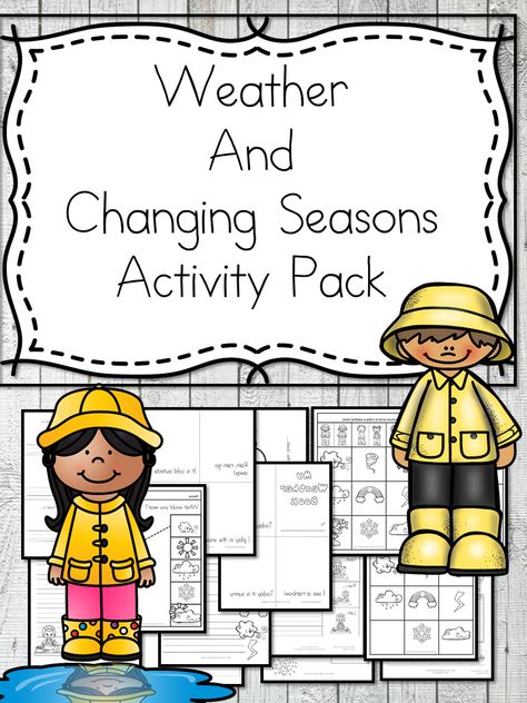 Weather and seasons lesson pack for kindergarten or preschool or 1st grade Kindergarten Nutrition Lessons, Fall Weather Theme Preschool, Seasons Lessons Kindergarten, Teaching Seasons Preschool, Seasons Theme Preschool, Weather Kindergarten Activities, Kindergarten Seasons, Preschool Nutrition, Lesson Plan For Kindergarten