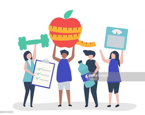 Stock Illustration : People eating healthy and exercising regularly Corporate Wellness Programs, Diets That Work, Calorie Calculator, Corporate Wellness, Diet Plans For Women, Makanan Diet, People Eating, Wellness Programs, Logo Restaurant