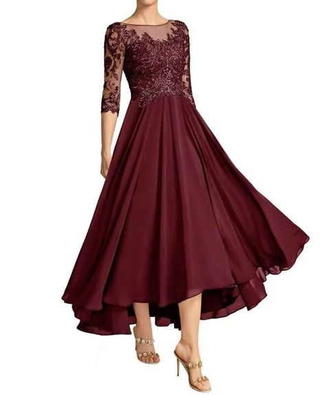 Gown Wedding Guest, Evening Gown Wedding, Tea Length Prom Dress, Wedding Guest Gowns, Bride Dress Lace, Formal Evening Gown, Wedding Tea, Fashion Petite, Evening Party Gowns