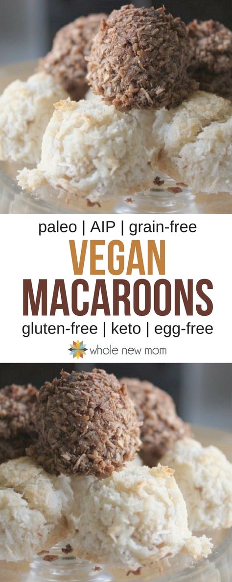 Are you looking for a healthy dessert? These Vegan Coconut Macaroons are Egg and Sugar Free! We LOVE macaroons but almost all of them have eggs as a main ingredient and my son is allergic to eggs. They're perfect for almost any special diet :)! #paleo #THM:S #AIP #vegan #lowcarb #keto via @wholenewmom Diet Egg Recipes, Aip Vegan, Coconut Macaroon Cookies, Egg And Grapefruit Diet, Special Diet Recipes, Aip Desserts, Egg Diet Plan, Boiled Egg Diet Plan, Recipes Paleo