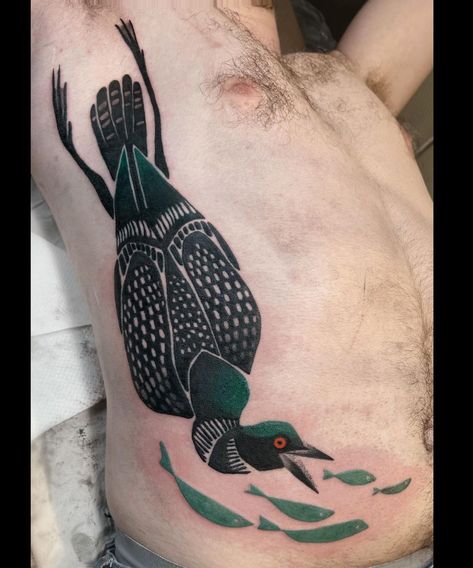 Diving Bird Tattoo, Water Birds, Sea Fish Tattoo, Loon Bird Tattoo, Loon Illustration, Loon Art, Oarfish Tattoo, Loon Tattoo Ideas Design, Under Water Tattoo