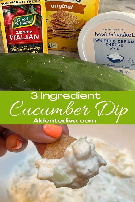 Cucumber Dip Recipe, Summer Dip, Cucumber Dip, Appetizers Easy Dips, Easy To Make Recipes, Zesty Italian Dressing, Recipes For The Whole Family, Cream Cheese Dips, Cucumber Recipes