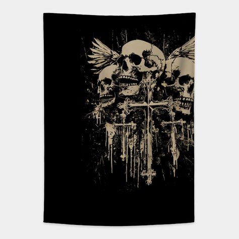 Skull Cross Wings Y2K Goth Alt Grunge Gothic Emo Aesthetic -- Choose from our vast selection of tapestries to match with your desired size to make the perfect custom tapestry. Pick your favorite: Movies, TV Shows, Art, and so much more! Available in small, medium, large. Perfect for decorations in apartments, bedrooms, and dorm rooms. Grunge Tapestry, Aesthetic Tapestry, Alt Grunge, Y2k Goth, Gothic Emo, Emo Aesthetic, Tapestry Wall Art, Emo Goth, Skull Design