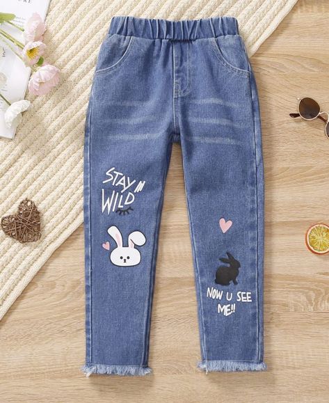 Girl Pent Design, Disney Jeans, Kids Denim Jeans, Capri Design, Kids Wear Girls, Latest Jeans, Winter Jeans, Girls Cartoon