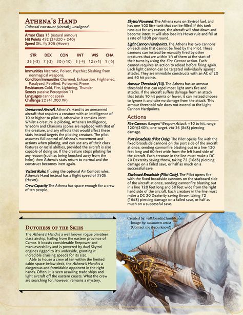 5e NPC - FLYING SHIP Dnd Ocean Encounters, Airship Dnd, Dnd Airship, Flying Monsters, Dnd Stats, Flying Ship, Cultures Around The World, Dungeon Master's Guide, Dnd Classes