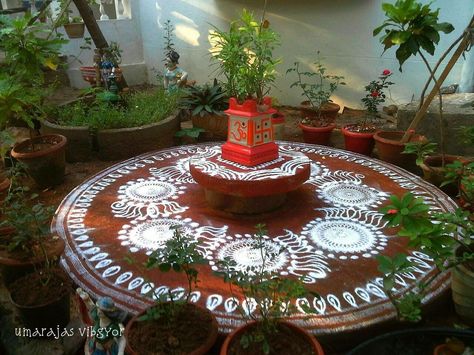 Beautiful thulasi madam Thulasi Madam Design, Thulasi Madam, Tulsi Vrindavan, Tulasi Plant, Tulsi Pot, Tulsi Plant, Janmashtami Decoration, Housewarming Decorations, Indian Interiors