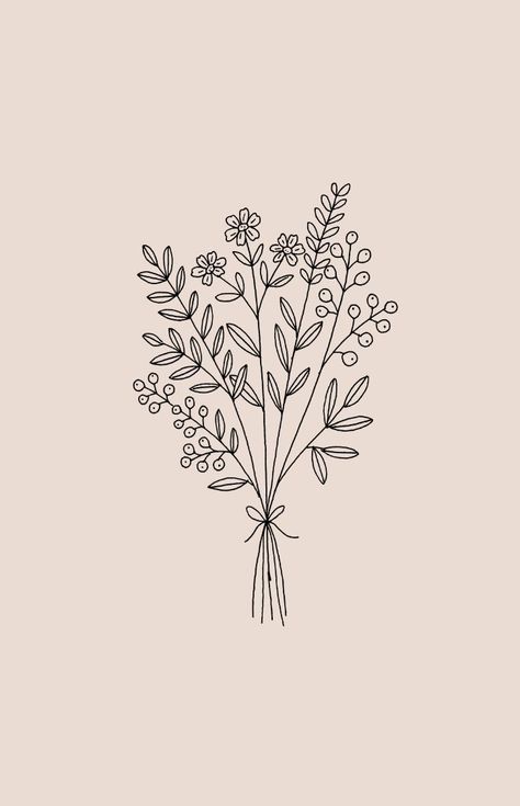 Wildflower illustration hand drawn by Ryn Frank www.rynfrank.co.uk Flowers Aesthetic Bouquets Drawing, Fine Line Drawing Flowers, Floral Bundle Tattoo, Hand Drawn Flower Bouquet, Drawn Flowers Aesthetic, Bouqette Of Flowers Drawing, Drawing Of Bouquet Of Flowers, How To Draw Flower Bouquet, Floral Line Art Pattern