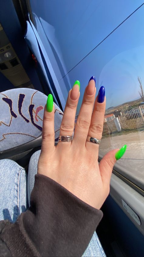 Neon Green And Blue Nails, Blue And Green Nails Ideas, Neon Green Nails, Green Nails, Beauty Ideas, Blue Nails, Neon Green, Blue And Green, Nail Ideas