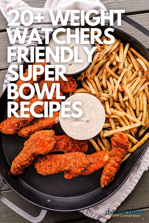 Want to serve some healthy Super Bowl snacks that don't seem healthy? You've come to the right place. These 20 Weight Watchers Friendly Super Bowl recipes have everything you need to make this an epic and healthy Super Bowl. This post has WW friendly appetizers, low calorie appetizers, and even vegetarian appetizers to make sure everyone will find something they love. Ww Game Day Food, Low Fat Super Bowl Snacks, Low Cal Superbowl Snacks, Ww Friendly Super Bowl Snacks, Weight Watcher Football Party Food, Ww Super Bowl Recipes, Weight Watchers Super Bowl Recipes, Super Bowl Dinner, Healthy Super Bowl Snacks