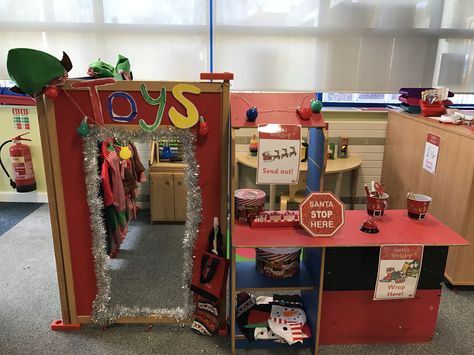 Santas Workshop Role Play Area, Christmas Role Play Area, Christmas Grotto Ideas, Grotto Ideas, Elf Workshop, Christmas Grotto, Play Preschool, Dramatic Play Themes, Nursery Classroom