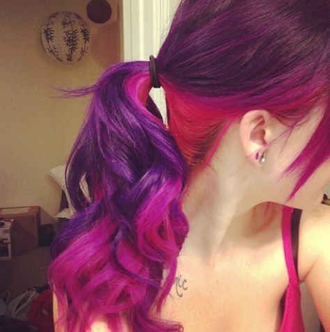 Pink And Purple Hair, Pink Purple Hair, Hair Color Crazy, Dye My Hair, Rainbow Hair, Hair Envy, Love Hair, Great Hair, Pink And Purple