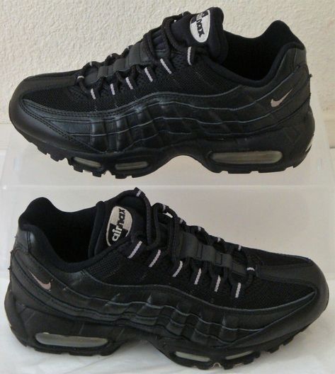 Brand New Nike Shoes Air Max 95 in Black and Light Taupe over Black colorway with Nike box   You are buying a brand new pair of Nike Air Max 95 timeless, classic sneakers. Check out the picture! This pair of shoes (Nike style # 609048 022) measures 25 centimeters in length and fits a men's US size 7, UK size 6, and Europe size 40. These sneaker model surpasses timeless style after more than 20 years since its release in 1995 and continues as a popular sneaker with its many redesigns using variou Nike Air Max 95 Outfit, Nike 95, Black Nike Shoes, New Nike Shoes, All Black Shoes, Catering Ideas, Cinderella Shoes, Ideas Food, Popular Sneakers