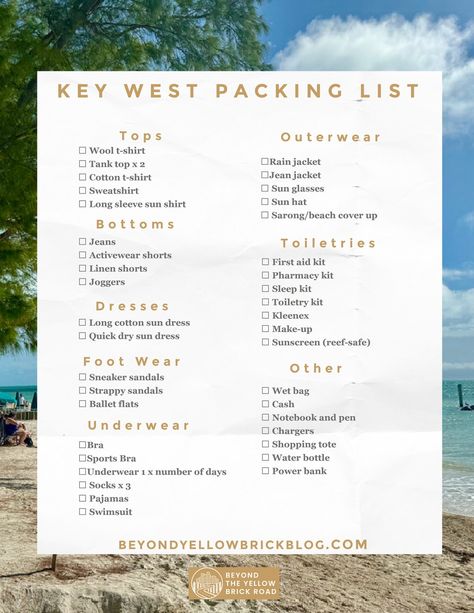 My Key West packing list has you covered with what to wear for a winter visit. My complete (& printable!) packing list make packing for Key West, Florida, a cinch. Florida Keys Packing List, Key West Packing List, Key West Weekend, Key West Outfits, Beach Vacation Packing, Printable Packing List, Travel Key West, Travel Packing Checklist, Key West Vacations