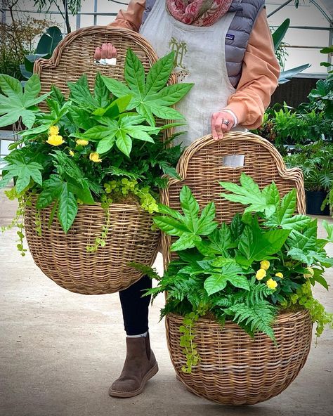 Basket Decor Ideas, Wicker Wall Baskets, Tall Basket, French Provence, Sacred Garden, Planting Calendar, Covered Porches, Garden Basket, Wicker Wall