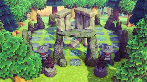 Acnh Stonehenge Ideas, Acnh Stonehenge, Acnh Ideas, Acnh Inspo, Stonehenge, Rock Garden, Animal Crossing, Stone, Animals