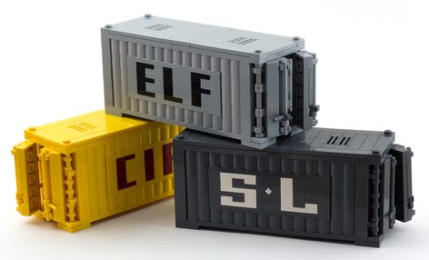 Lego Shipping Container, Lego Containers, Lego Cyberpunk, Lego Machines, Lego Universe, Lego Furniture, Lego Train, Lego Building Instructions, Lego Buildings