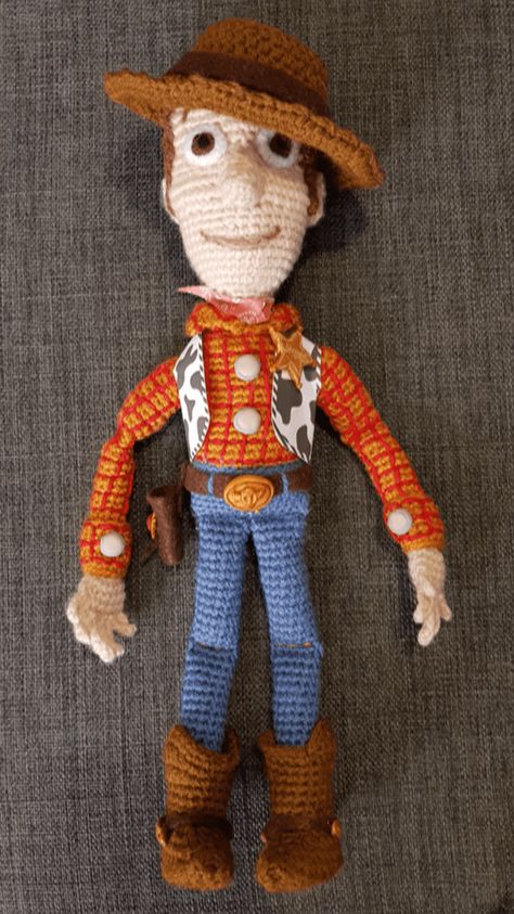 Crochet Woody Toy Story, Woody Crochet Pattern Free, Crochet Woody Toy Story Free Pattern, Toy Story Crochet Patterns Free, Toy Story Pattern, Crochet Toy Story, Free Crochet Toy Patterns, Toy Story Crafts, Boy Crochet Patterns