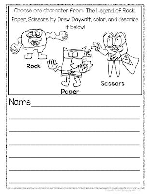 Book Talk Tuesday: Character Traits with The Legend of Rock, Paper, Scissors! Rock Paper Scissors Activities, The Legend Of Rock Paper Scissors Craft, The Legend Of Rock Paper Scissors, Legend Of Rock Paper Scissors Activities, Character Traits Writing, 1st Grade Books, Descriptive Language, Book Character Day, Pop Book