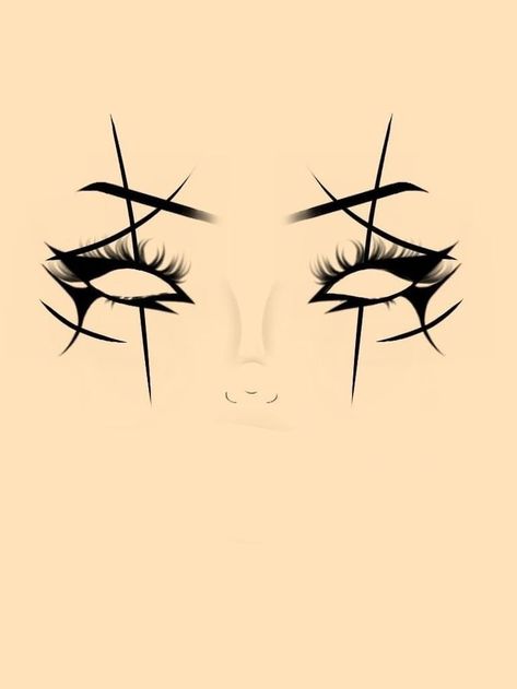 Halloween Makeup With Eyeliner, Makeup Template Design, Skeleton Eyeliner, Simple Halloween Eyeliner, Eyeliner Drawings, Halloween Makeup Eyeliner, Halloween Eyeliner Looks, Ninja Makeup, Eyeliner Halloween