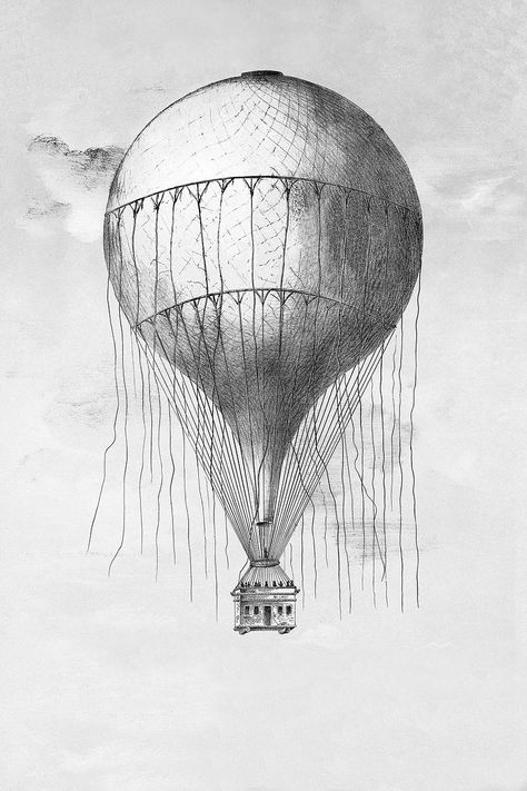 Balloon Air Balloon, Hot Air Balloon Illustration, Hot Air Balloon Vintage, Dream Illustration, Balloon Illustration, Vintage Hot Air Balloon, Air And Space Museum, Retro Travel Poster, Illustration Wall Art