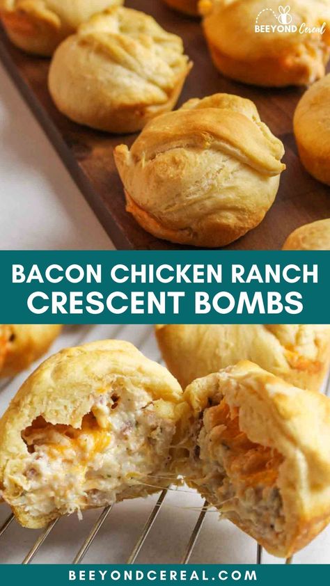 Pillsbury Chicken Recipes, Finger Foods With Chicken, Things To Do With Cream Cheese, Handheld Dinner Ideas, Chicken Cream Cheese, Chicken Bacon Ranch Pillsbury, Chicken Cream Cheese Crescent Rolls, Chicken Bacon Ranch Crescent Rolls, Pillsbury Cheesy Chicken Bacon Ranch Crescent Rolls