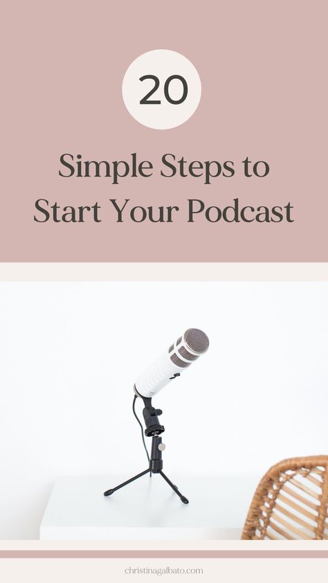 Here are 20 simple steps to start a podcast! This post is for you if you’re wondering where you even begin the launch process. In this post, I’ll walk you through everything you need to know to take your podcast from planning to publishing. Here are the 20 steps for starting a podcast. How To Start Podcasting, How To Begin A Podcast, How To Plan A Podcast, Pod Cast Studio Ideas, How To Start Your Own Podcast, How To Do A Podcast, Beginner Podcast Equipment, Starting A Podcast Tips, How To Start Podcast