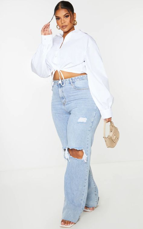 White Crop Top Outfit Jeans, Cute Outfits For Plus Size Women, Denim And White Outfits, White Top And Jeans Outfit, White Denim Outfit, Summer Birthday Outfits, Leslie Sidora, White Tops Outfit, Accessorizing Outfits