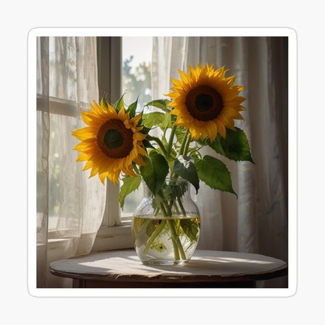 Get my art printed on awesome products. Support me at Redbubble #RBandME: https://www.redbubble.com/i/sticker/Sunflowers-in-a-vase-next-to-the-window-by-DiomRezende/161533791.EJUG5?asc=u Sunflower Vase, To The Window, Journal Gift, Window Stickers, Mask For Kids, The Window, Photographic Prints, Flower Vases, Art Boards