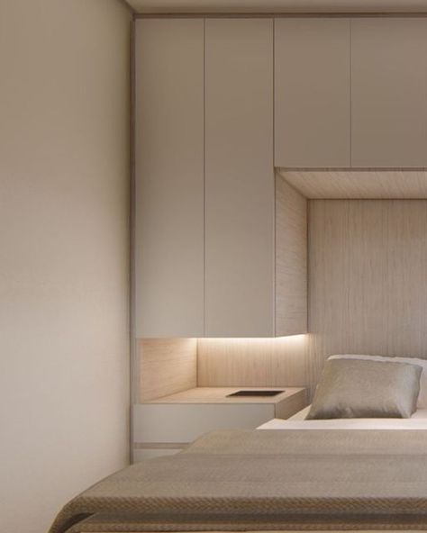 Arnold Aarssen on Instagram: "Bedroom concepts, small bedroom can have spacious solutions #bedroomdecor #bedroomdecoration #cleverinvestor #cleverdesign #interiordesign #interiordesigner #interiordesigning #interiorproject #bedroomstyle #smartliving #homedesigner" Closet Above Bed, Sleeping Room Design, Instagram Bedroom, Condo Bedroom, Bedroom Interior Design Luxury, Bedroom Bed Design, Furnishings Design, Bedroom Wardrobe, Bedroom Furniture Design