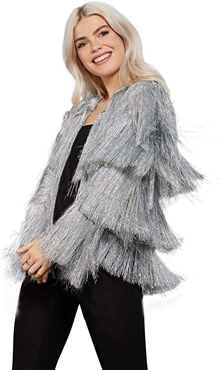 Tinsel Jacket, Tassel Jacket, Silver Jacket, Silver Tinsel, Party Jackets, Festival Jacket, Sequin Jacket, Fringe Jacket, Women's Costumes