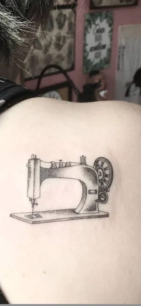 Eastside Tattoo, Sewing Machine Tattoo, Sewing Tattoos, Tatoo 3d, New Zealand Tattoo, Machine Tattoo, Card Tattoo, Little Tattoos, Fine Line Tattoos