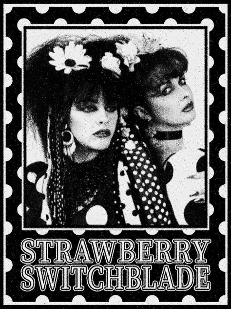 Strawberry Switchblade Poster, Goth Band Posters, Rose Mcdowall, Goth Posters, Gothic 80s, Punk Typography, Strawberry Switchblade, Alt Posters, Goth Stuff