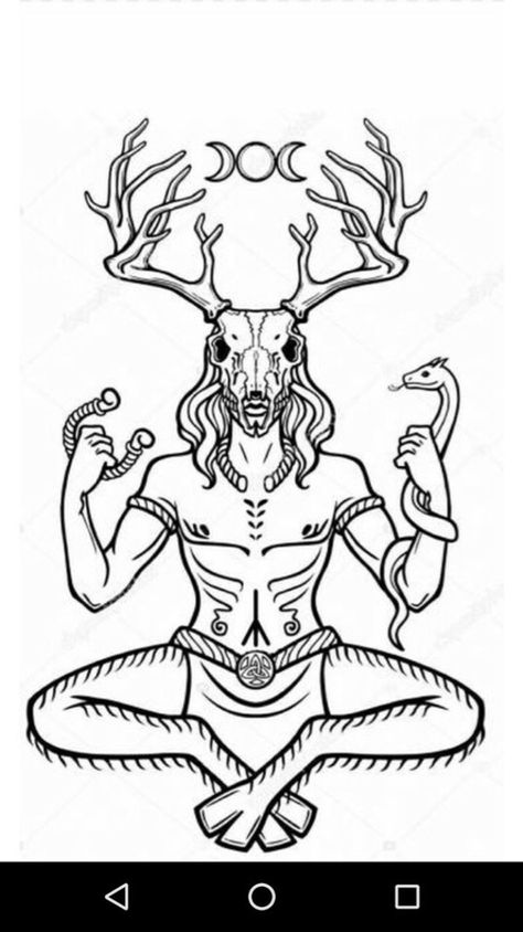 Pagan Drawings, Cernunnos Tattoo, Nordic Shaman, Shaman Tattoo, Green Man Tattoo, Lilith Art, Herne The Hunter, Animal Stencil Art, Magnolia Tattoo