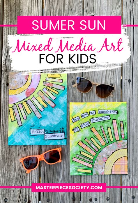 Mixed Media Art For Kids, Kids Art Journal, Homeschool Art Projects, Summer Arts And Crafts, Summer Art Projects, Mixed Media Art Projects, Homeschool Projects, Art Journal Prompts, Homeschool Crafts