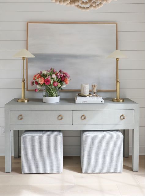 Driftway Console - Dove curated on LTK World Market Desk, Serena And Lily Living Room, Campaign Desk, Console Table Styling, Pinch Pleat Curtains, Art Easel, Serena And Lily, Spring Table, Serena & Lily