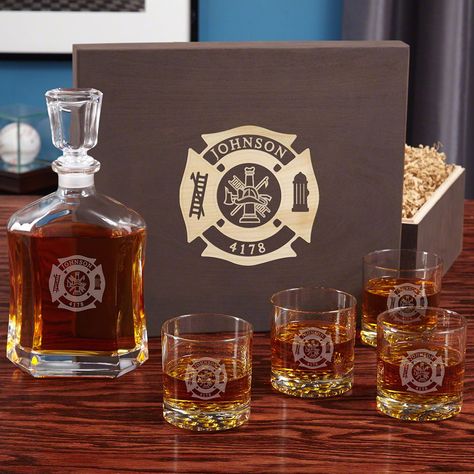 Fire & Rescue Engraved Liquor Decanter Set for Firefighters Firefighters Gifts, Custom Decanter, Liquor Decanter Set, Gifts For Doctors, Custom Whiskey Glasses, Whiskey Gift Set, Personalized Decanter, Personalized Whiskey Decanter, Whiskey Decanter Set