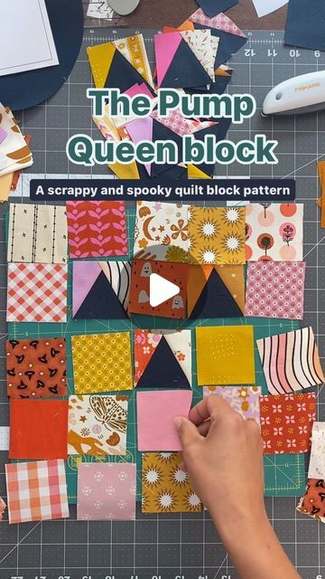 Erin Nichole on Instagram: "Get your scraps and your souling machine ready for the Pump Queen quilt block pattern!

Mark your calendar for the pattern release day September 7! We’ll also have a bite-size #soulalong to celebrate. Make just the one quilt block to add to your spooky quilt block collection! OR! Turn the block pattern into a table runner, baby or throw size quilt with instructions I’ll share only with folks who sign up for the sew a long 🪡❤️👻

More details coming soon! 

Pattern: #PumpQueenblock
Designer: me! @mija.handmade 
Release date: September 7

#pumpkinquiltblock 
#spookysewing 
#sewallthecurves 
#sewalong 
#spooky 
#pumpkinseason" Spooky Quilt, Throw Size Quilt, Mark Your Calendar, Quilt Block Pattern, September 7, Block Pattern, Queen Quilt, Queen B, Quilt Block