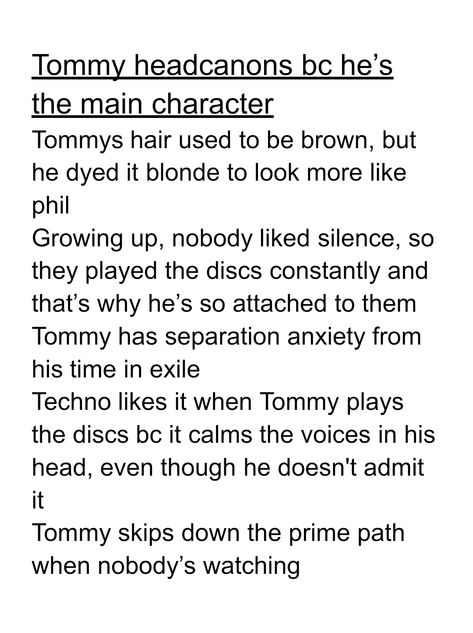 Dsmp Headcanons Tommy, Tommy Headcanons, Tommyinnit Headcannons, Dsmp Headcannons, Dsmp Headcanons, Bench Trio, Sleepy Bois, Dream Friends, Minecraft Memes