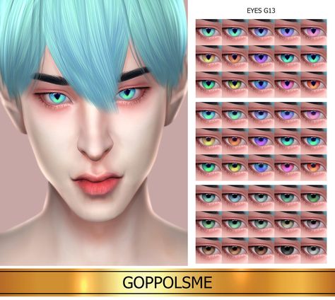 GOPPOLS Me — GPME-GOLD Eyes G13 Download at GOPPOLSME patreon (... Sims 4 Eyes, Gold Eye Makeup Tutorial, Mermaid Eyes, Rose Gold Eye Makeup, Simple Makeup Natural, Sims 4 Cc Eyes, Makeup Cc, Sims 4 Anime, Gold Eye Makeup