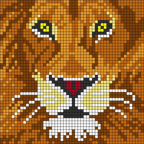 Alpha pattern #83393 | BraceletBook Lions Mane, Disney Cross Stitch Patterns, Pixel Crochet, Disney Cross Stitch, Lion Mane, Jungle Safari, Alpha Pattern, Alpha Patterns, Friendship Bracelet Patterns