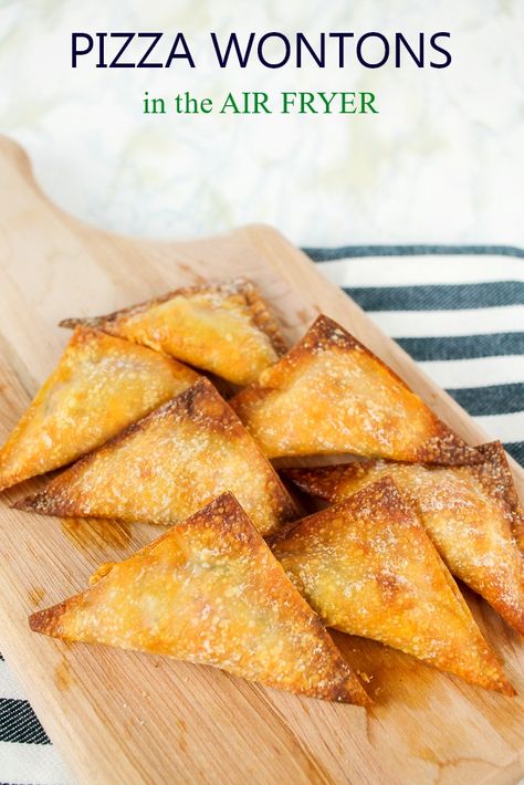 Pizza Wontons Air Fryer, Wanton Wrapper Recipes Easy, Zucchini Chips Air Fryer, Pizza Wontons, Chicken Tenders In Air Fryer, Chips In The Air Fryer, Ranch Chicken Tenders, Air Fryer Treats, Wrapper Recipes